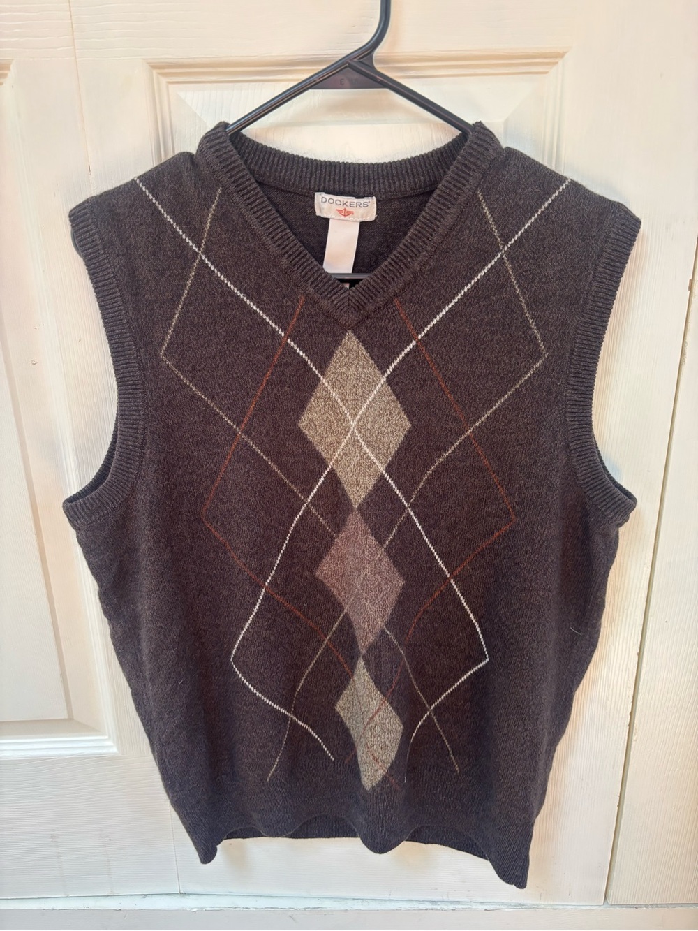 Dockers Men's Dark Charcoal Argyle V-Neck Sweater Vest